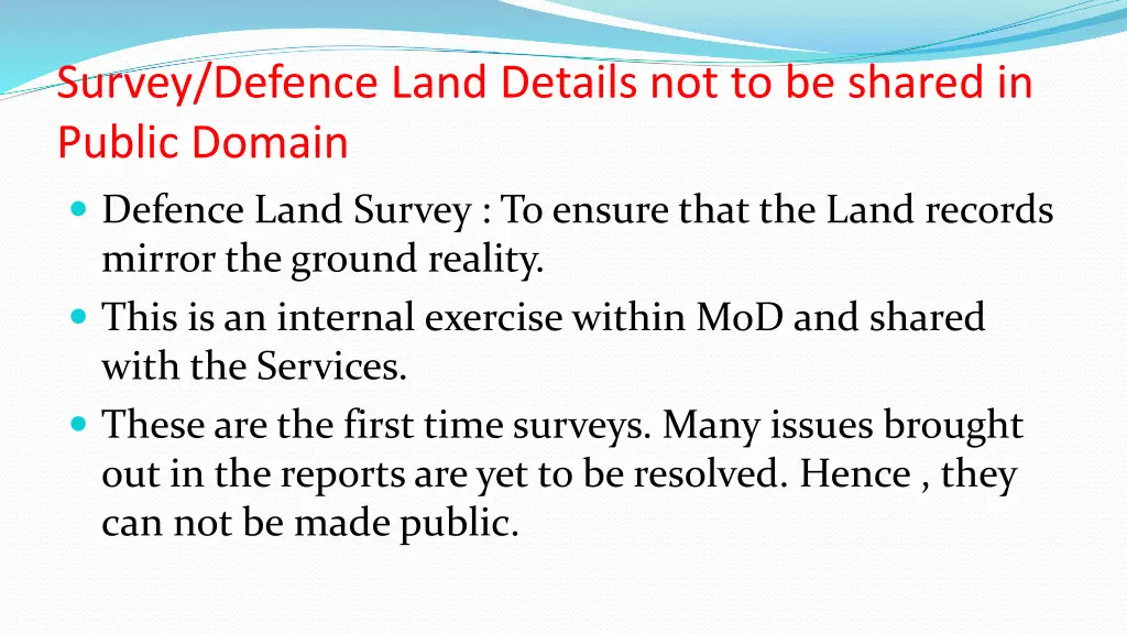 survey defence land details not to be shared