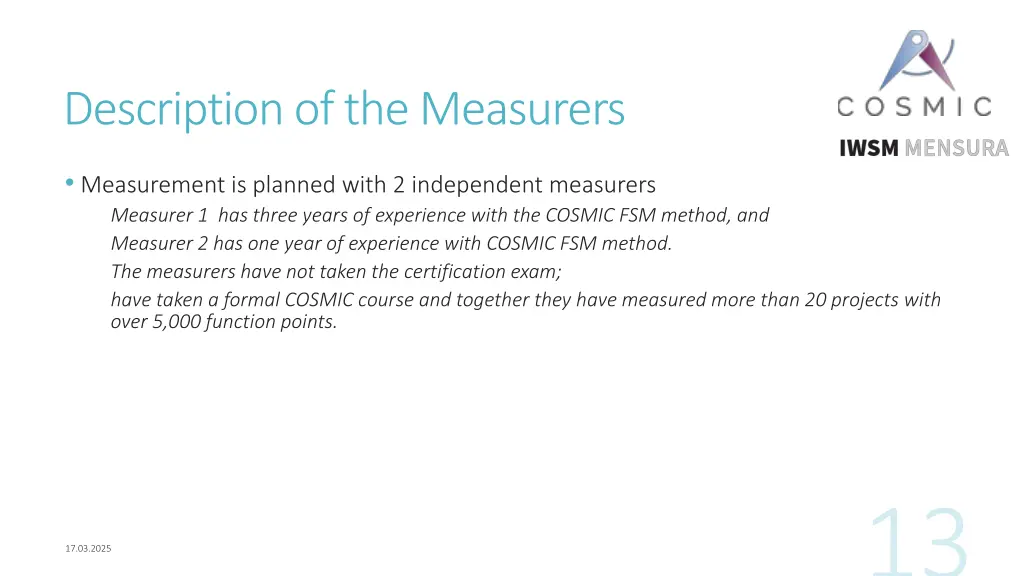 descriptionof themeasurers