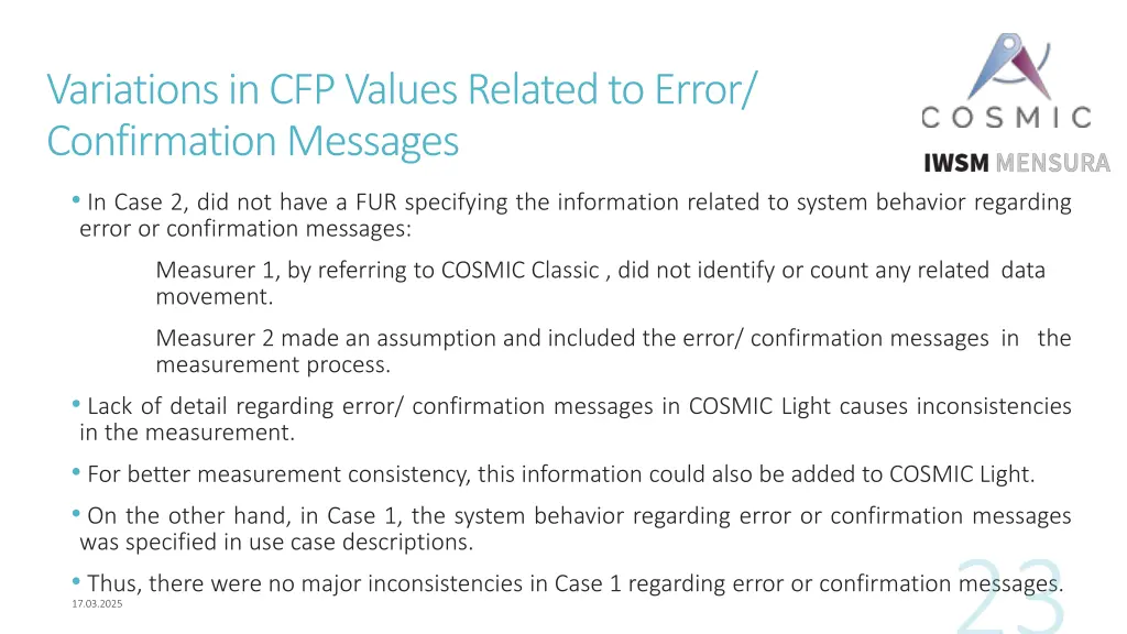 variations in cfp values related to error 1