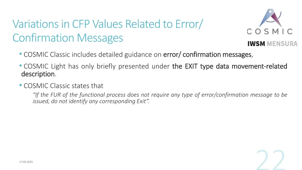 variations in cfp values related to error