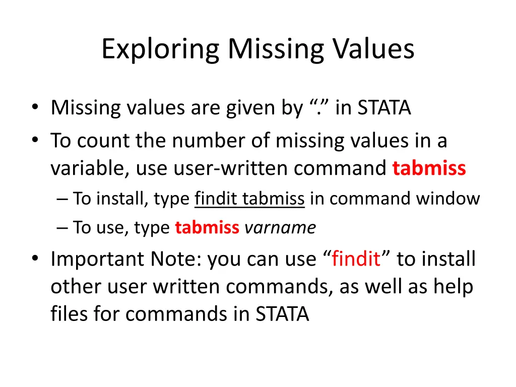exploring missing values