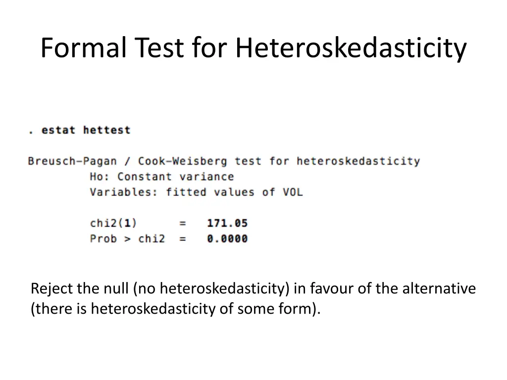 formal test for heteroskedasticity