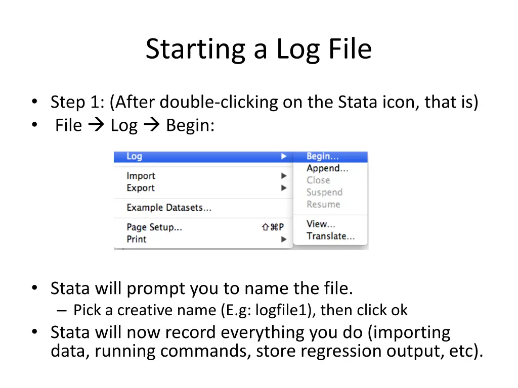 starting a log file