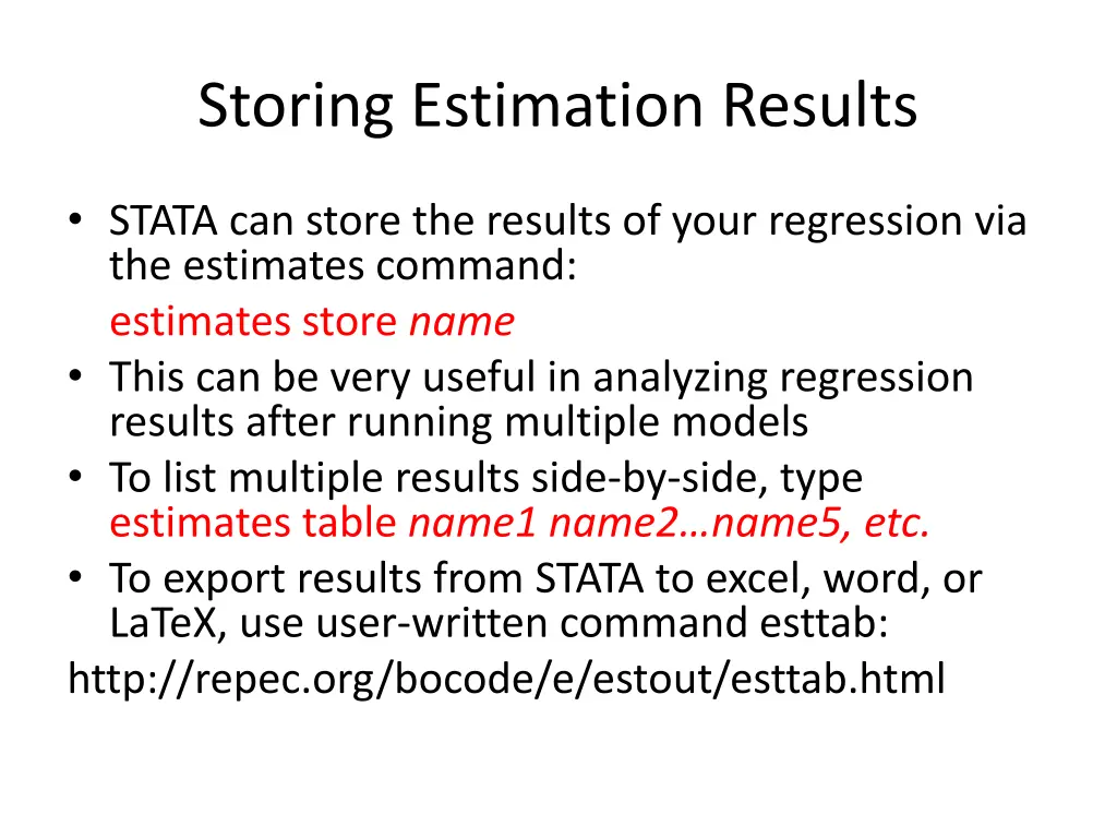 storing estimation results