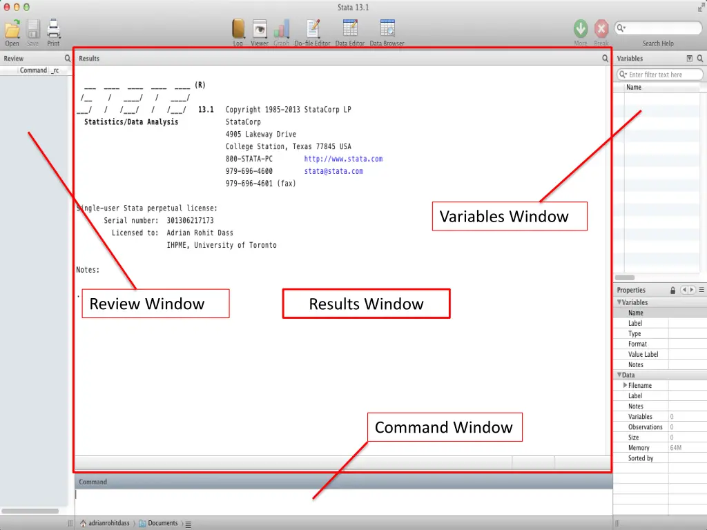 variables window