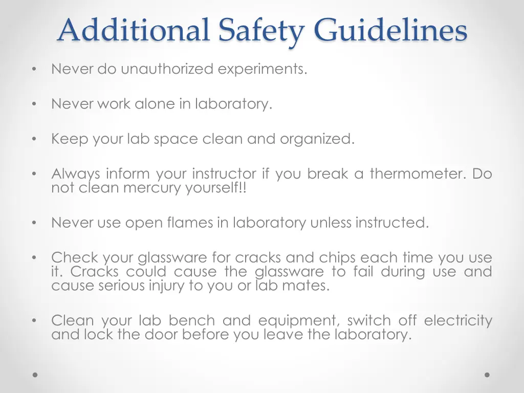additional safety guidelines