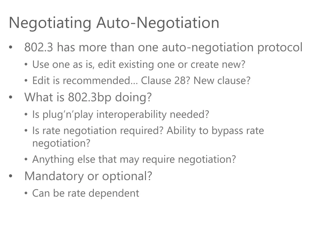 negotiating auto negotiation