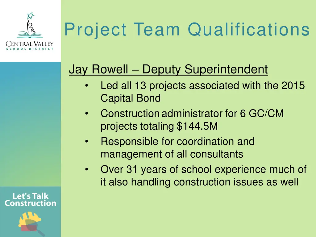 project team qualifications 1