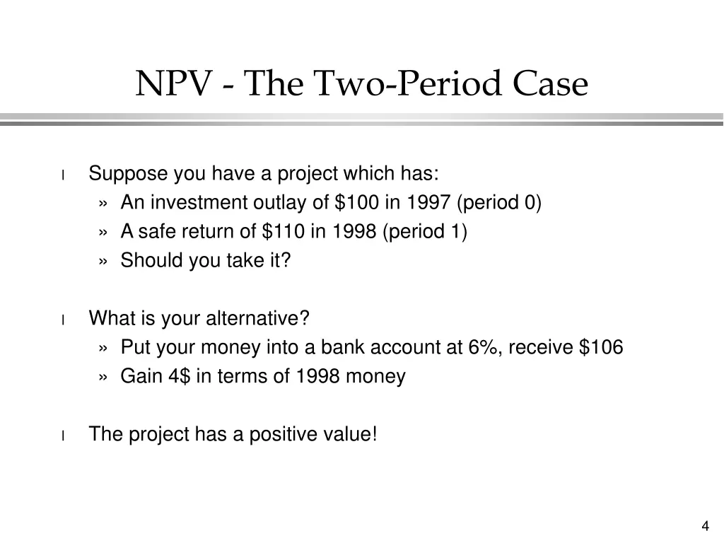 npv the two period case