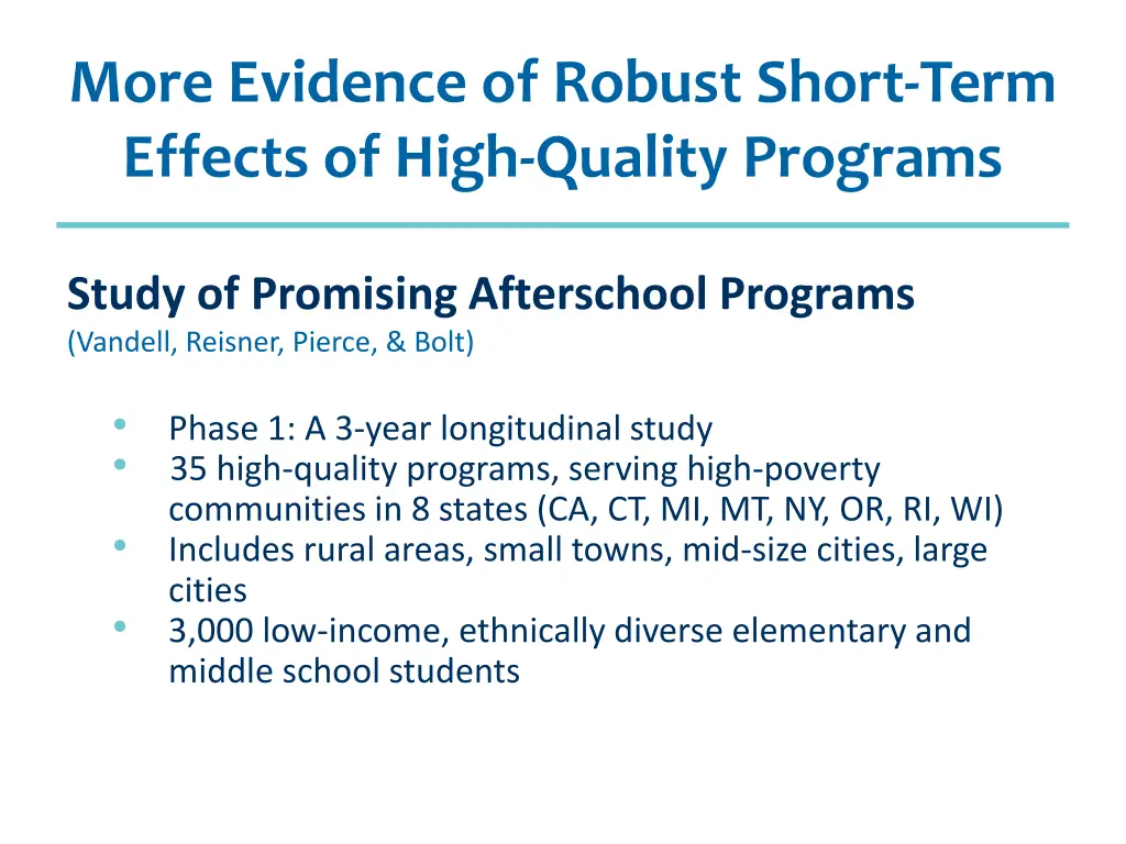 more evidence of robust short term effects