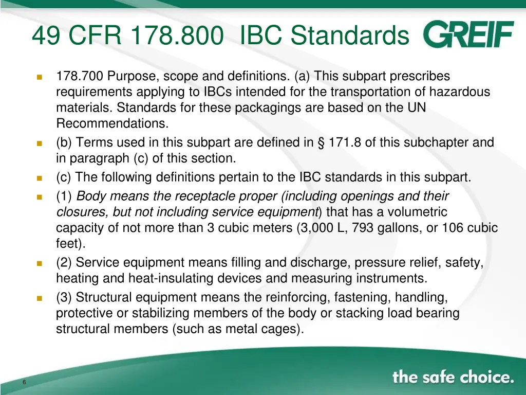 49 cfr 178 800 ibc standards