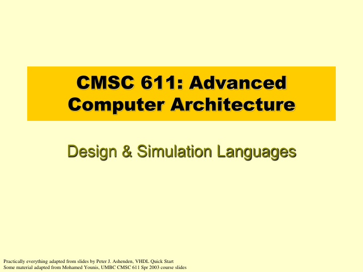 cmsc 611 advanced computer architecture