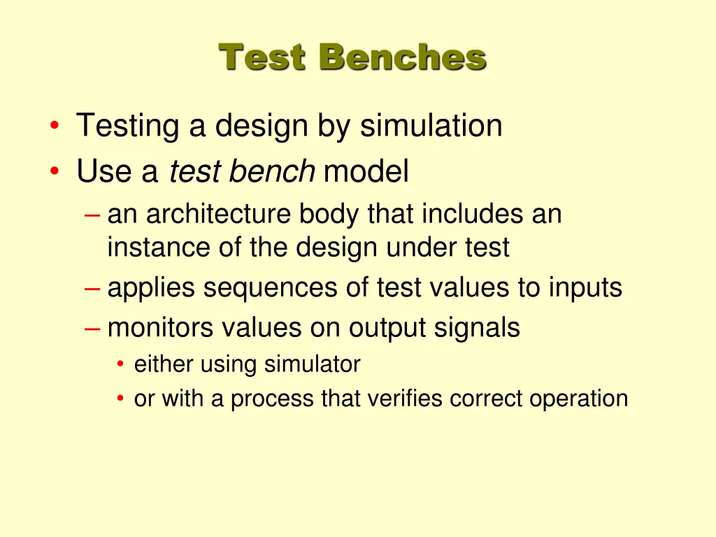 test benches