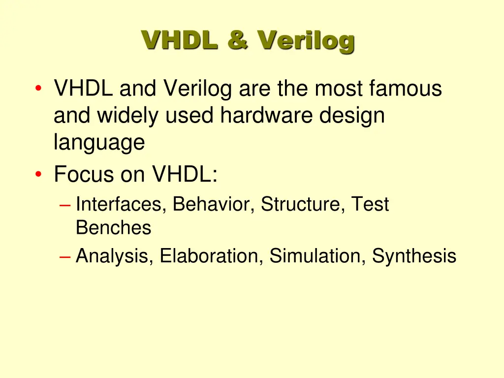 vhdl verilog