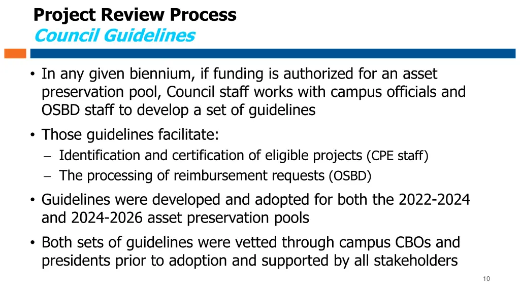 project review process council guidelines