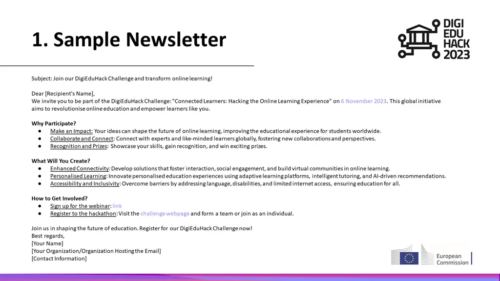 1 sample newsletter