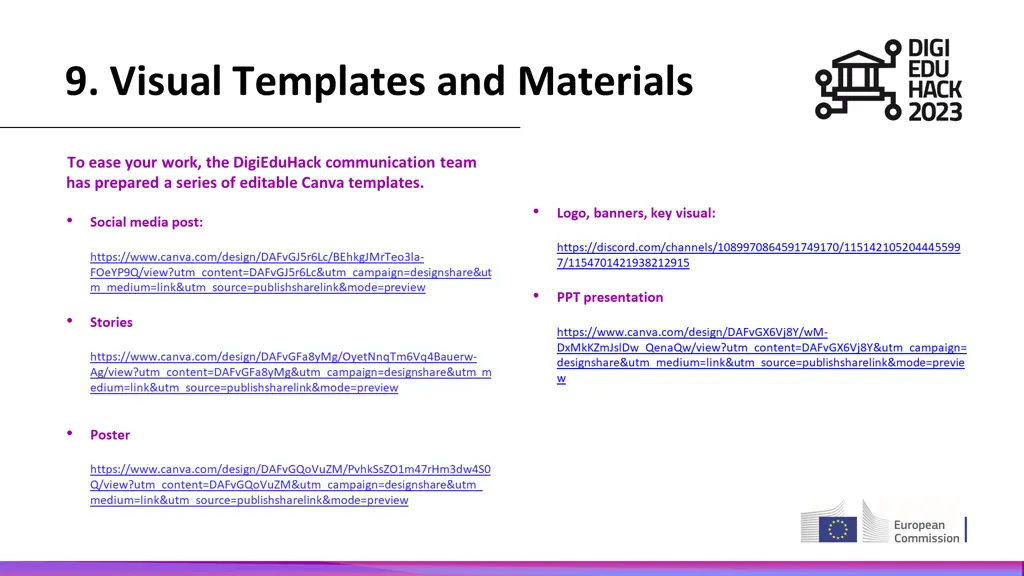 9 visual templates and materials