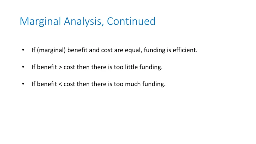 marginal analysis continued