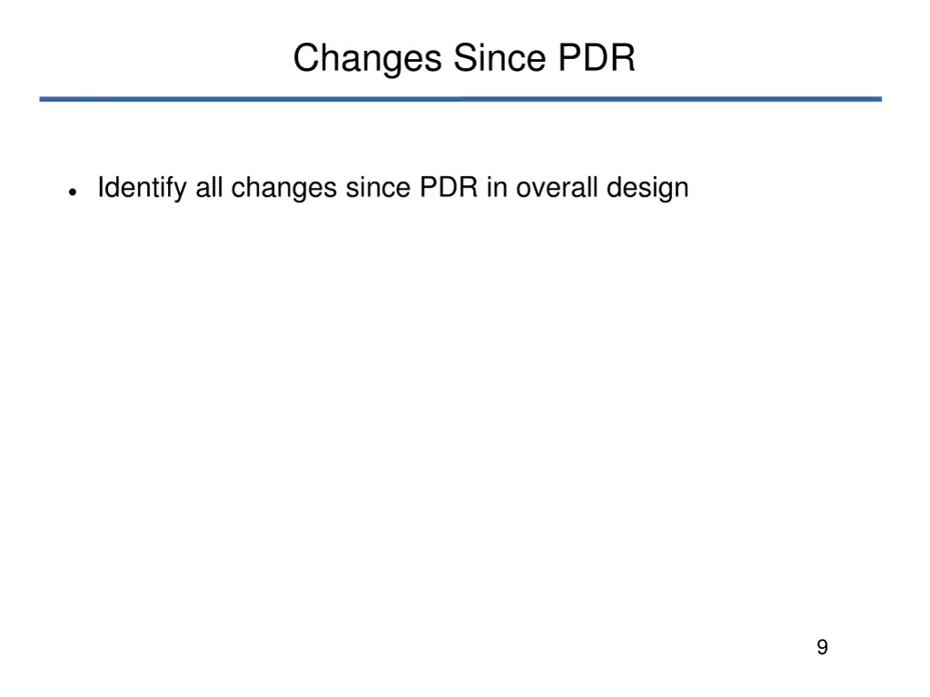 changes since pdr
