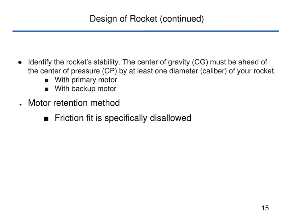 design of rocket continued