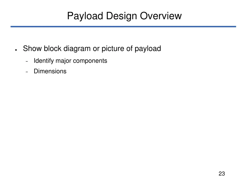 payload design overview