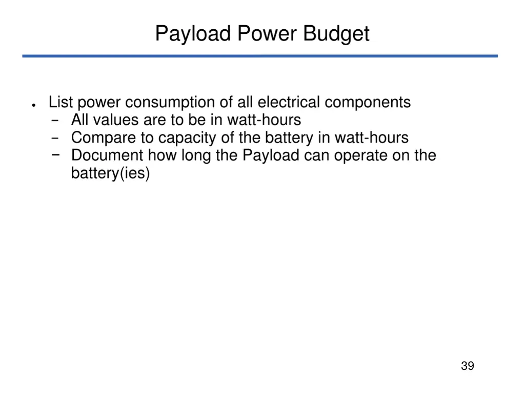 payload power budget