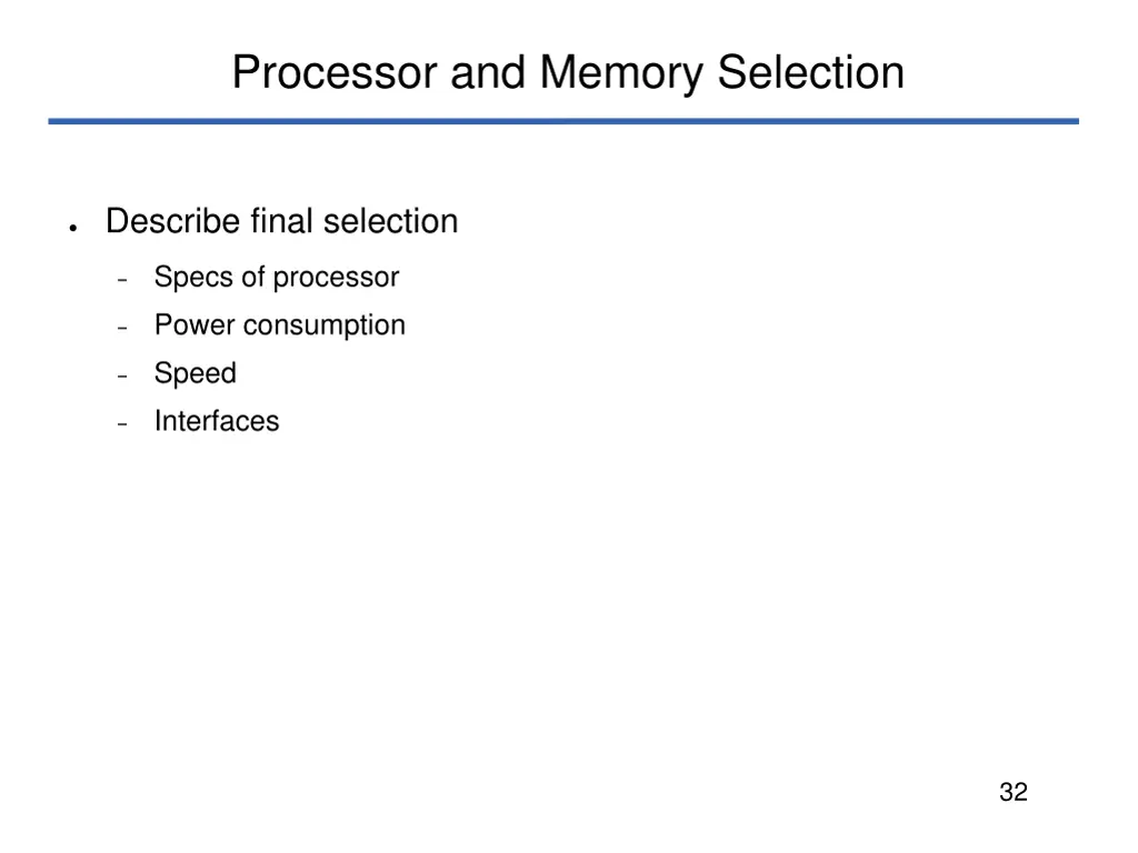 processor and memory selection