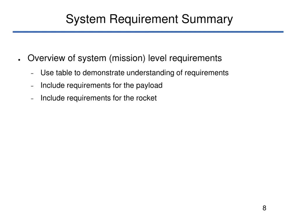 system requirement summary