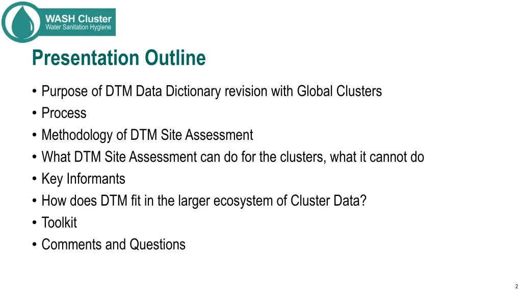 presentation outline