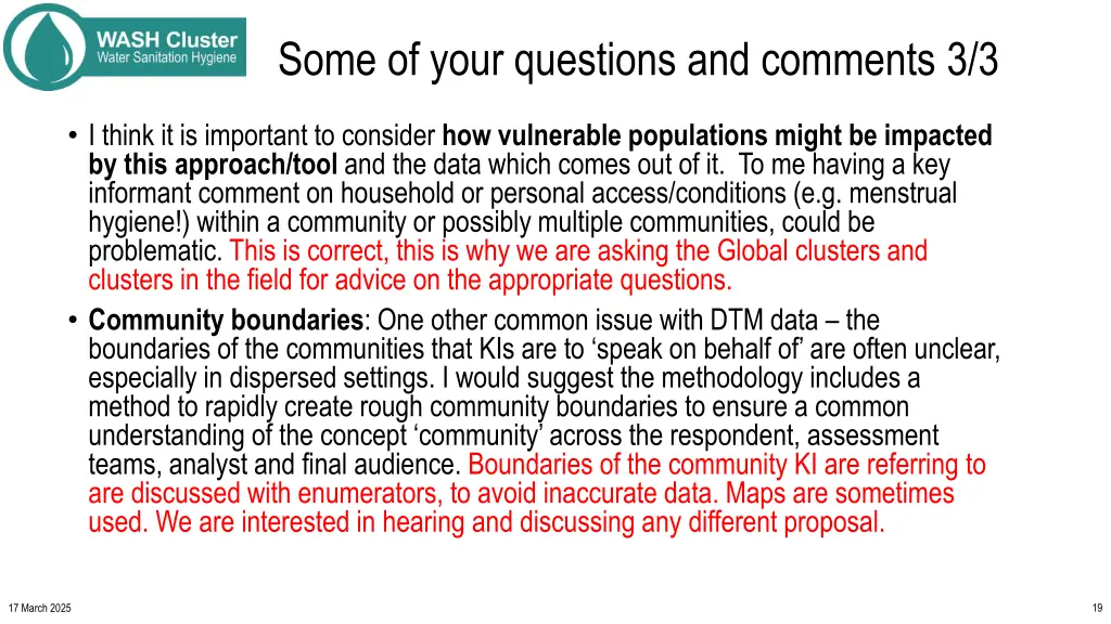 some of your questions and comments 3 3