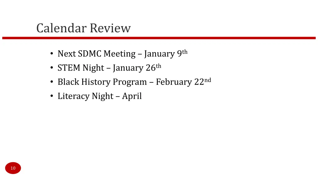 calendar review