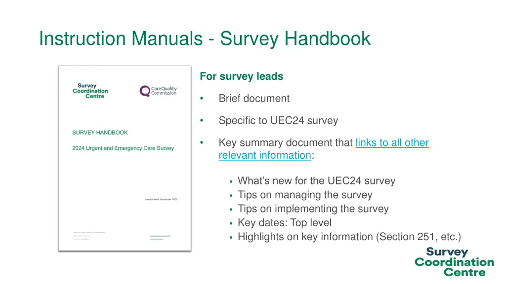 instruction manuals survey handbook