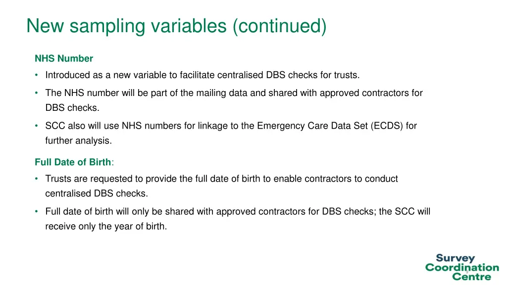 new sampling variables continued