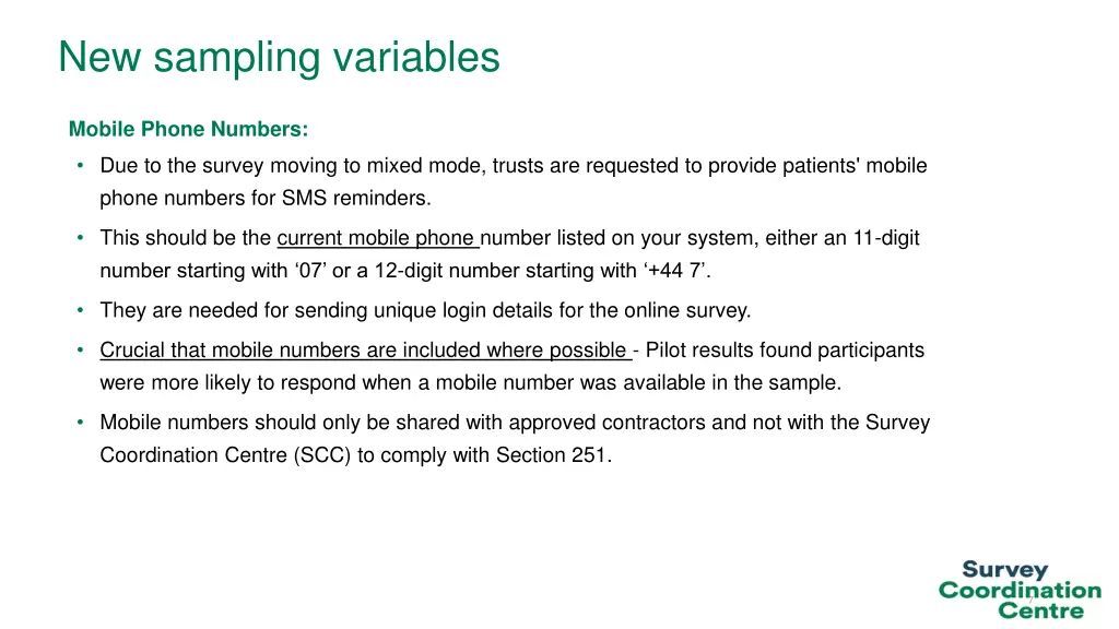 new sampling variables