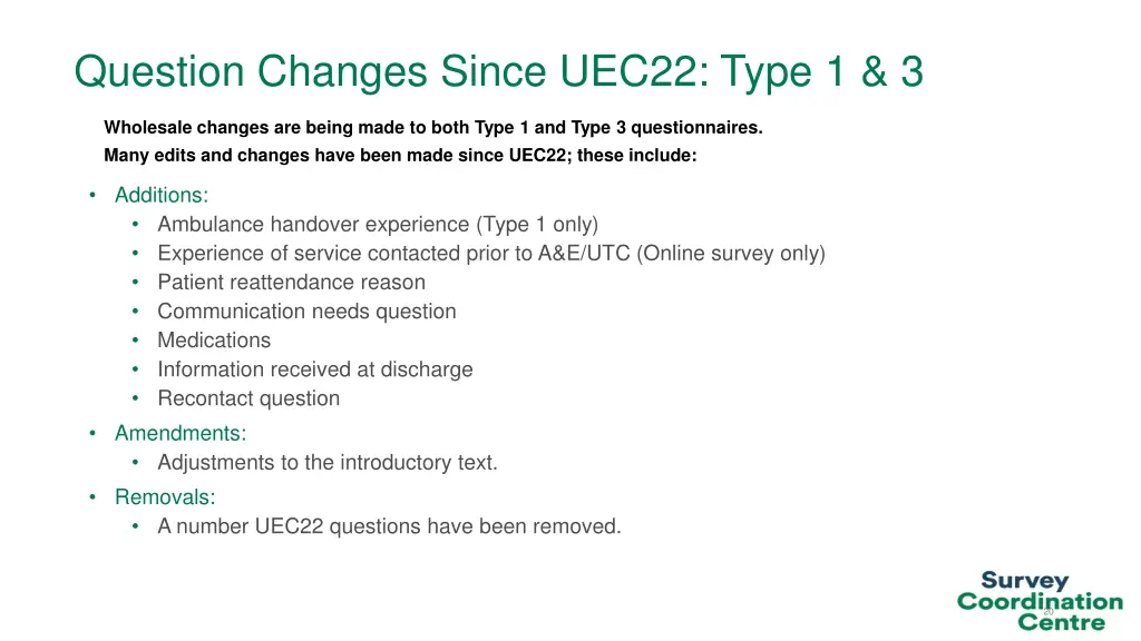 question changes since uec22 type 1 3