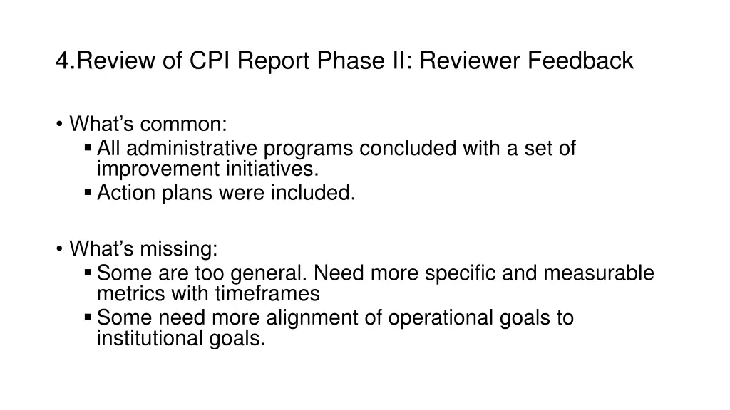 4 review of cpi report phase ii reviewer feedback 1