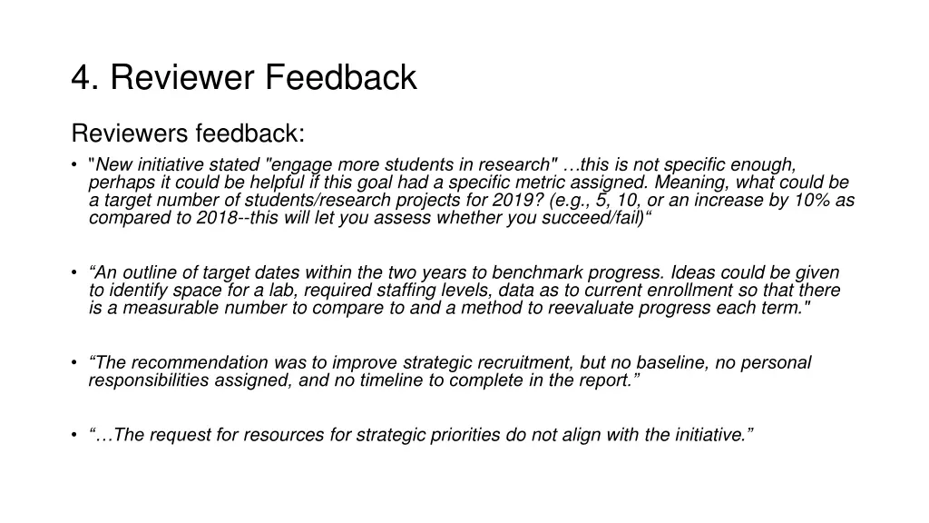 4 reviewer feedback