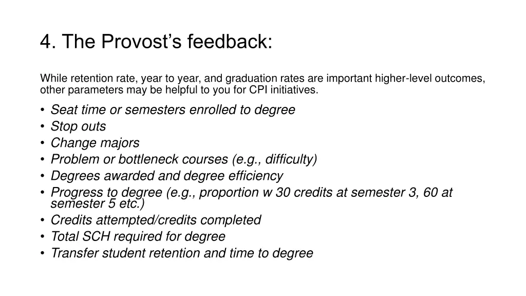 4 the provost s feedback