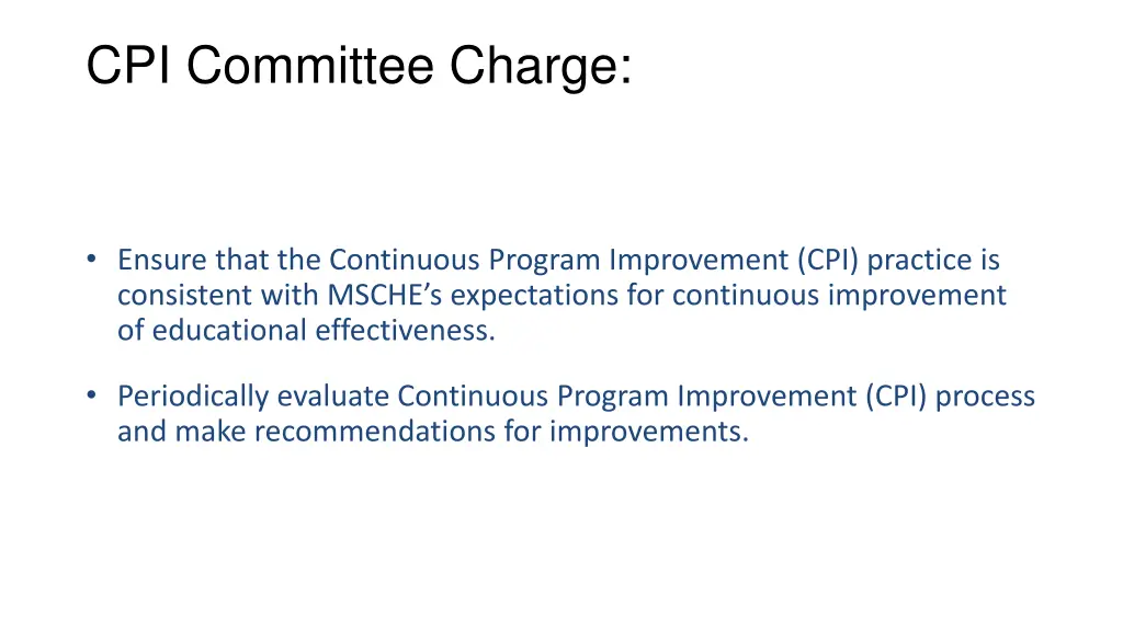 cpi committee charge