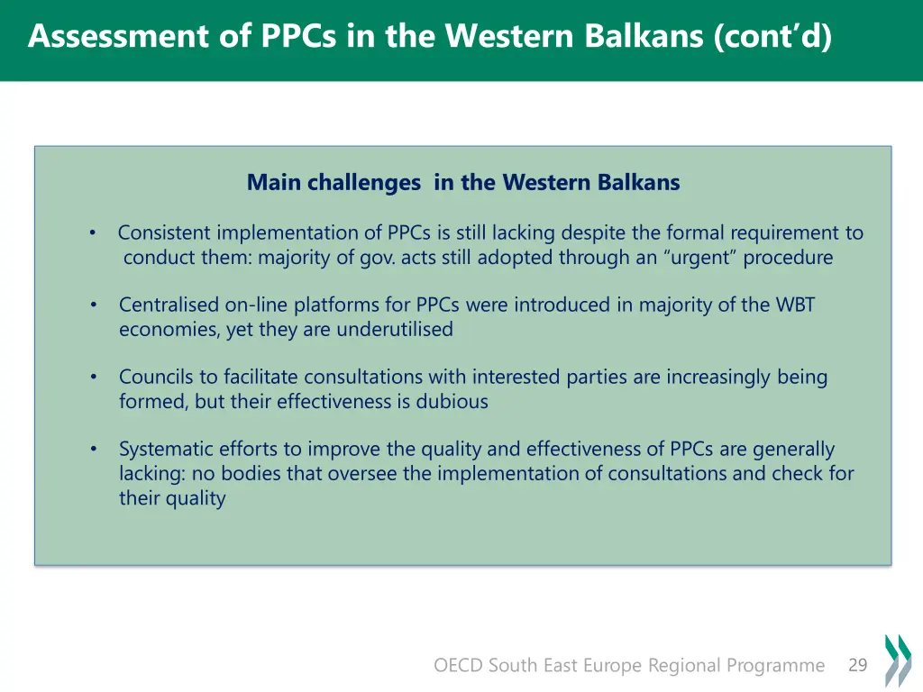 assessment of ppcs in the western balkans cont d