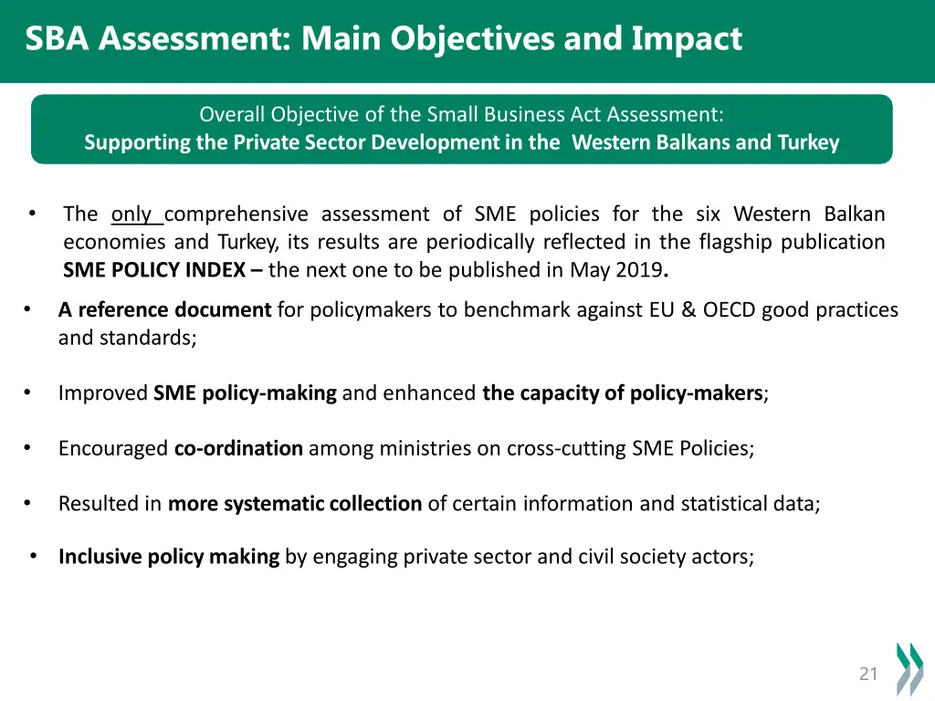 sba assessment main objectives and impact