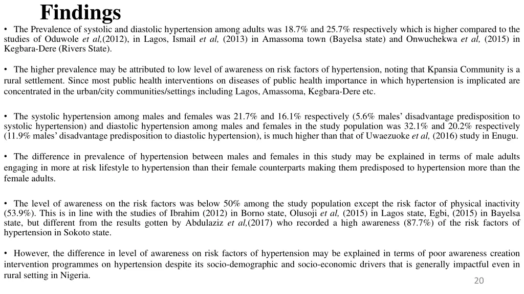 findings the prevalence of systolic and diastolic