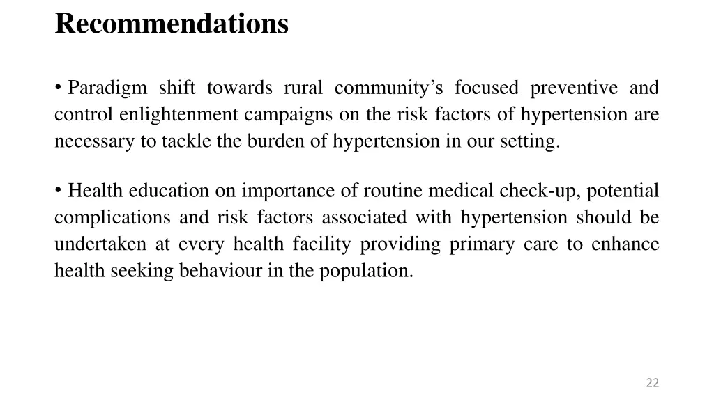 recommendations