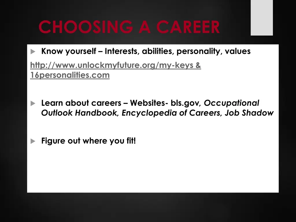 choosing a career