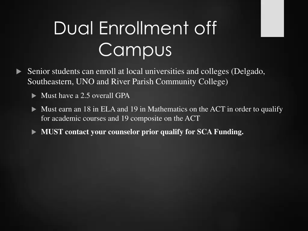 dual enrollment off campus