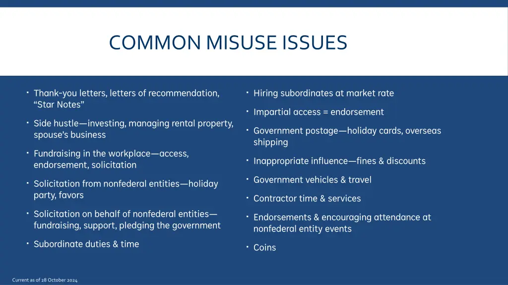 common misuse issues