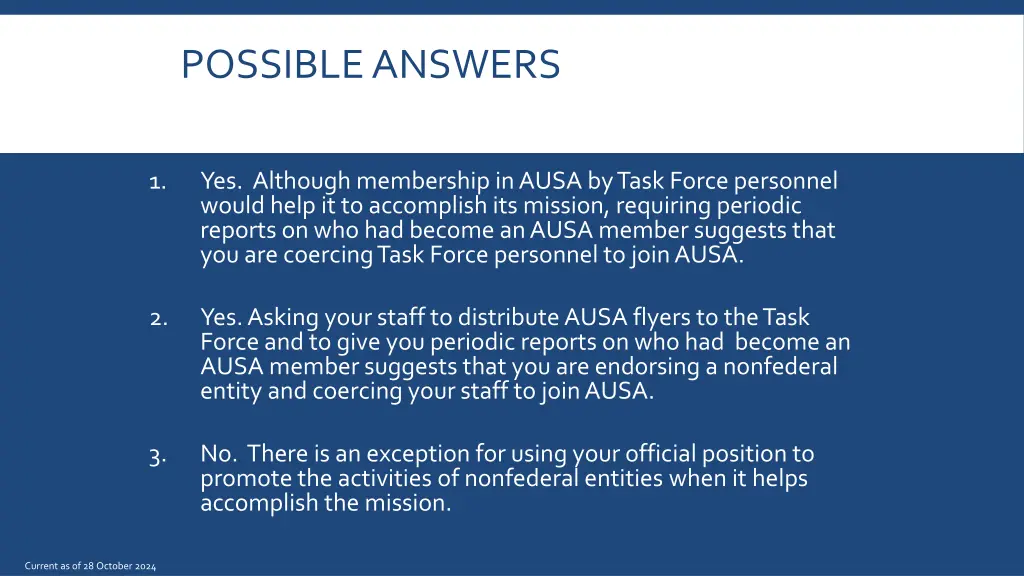 possible answers 1
