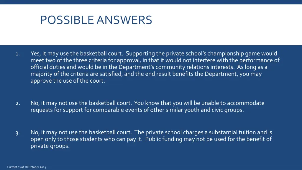 possible answers 3