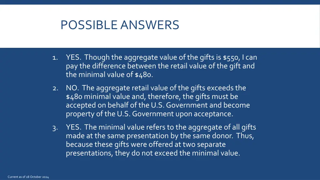 possible answers 5
