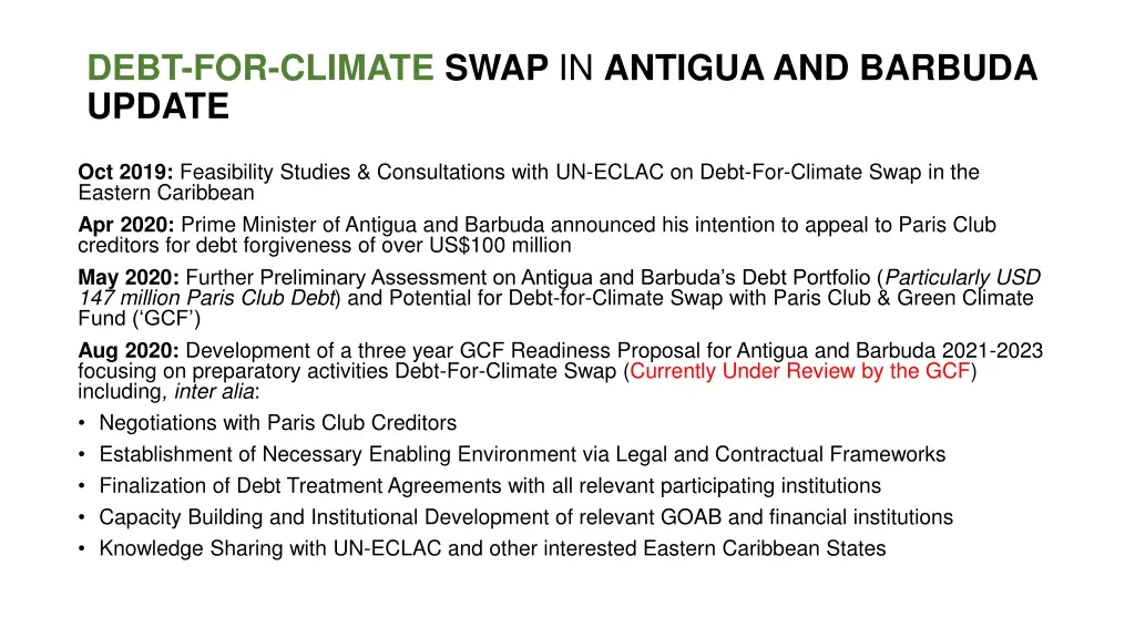 debt for climate swap in antigua and barbuda